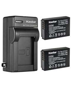 Kastar 2-Pack Battery and AC Wall Charger Replacement for Canon LP-E12 LPE12 Battery, Canon LC-E12 LC-E12E Charger, Canon EOS 100D, EOS M, EOS M2, EOS M10, EOS M100, EOS M200, PowerShot SX70 HS Camera