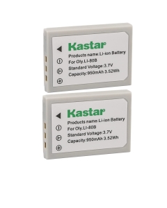 Kastar Battery (2-Pack) for Olympus Li-80B and Konica Minolta NP-900 Work with Olympus T-100,t-110,x-36 and Konica Minolta DiMAGE E40, E50, KYOCERA EZ4033 etc. Cameras