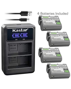 Kastar 4 Pack Battery and LCD Dual USB Charger Compatible with Nikon EN-EL15 Nikon EN-EL15a Nikon EN-EL15e Battery, Nikon MH-25 Nikon MH-25A Charger, Nikon Z6 Nikon Z7 Nikon Z7Q3 Nikon D850