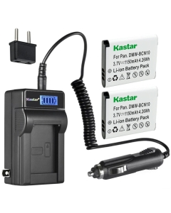 Kastar 2-Pack DMW-BCN10 Battery and LCD AC Charger Compatible with Panasonic DMW-BCN10 DMW-BCN10E, DMW-BCN10GK DMW-BCN10PP Battery, Panasonic DMC-LF1, Panasonic DMC-LF1K, Panasonic DMC-LF1W Camera