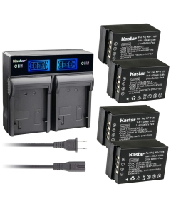 Kastar 4 Pack Battery and LCD Dual Rapid Charger Compatible with Fujifilm NP-T125 NPT125 Battery, BC-T125 Charger, Fujifilm GFX 50S GFX50S GFX 50R GFX50R GFX 100 GFX100 Camera, Fujifilm VG-GFX1 Grip