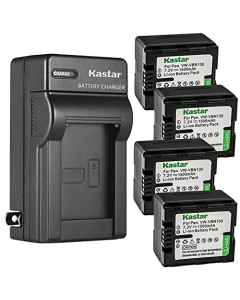 Kastar 4-Pack Battery and AC Wall Charger Replacement for Panasonic HDC-SD800, HDC-SD800GK, HDC-SD800GK-3D, HDC-SD800K, HDC-SD800P, HDC-SD900, HDC-SD909, HDC-TM900, HDC-TM900GK, HDC-TM900GK-3D Camera