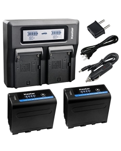 Kastar Fast Dual LCD Charger + 2X Battery Replacement for Sony NP-F970 Pro NP-F975 NP-F970 NP-F960 NP-F950 NP-F930 NP-F770 NP-F750 NP-F730 NP-F570 NP-F550 NP-F530 NP-F330 Battery and LED Light