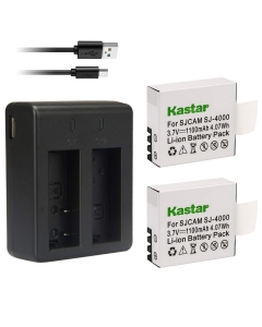 Kastar Battery (X2) + Dual USB Charger for SJ4000 SJ5000 SJ6000 SJ7000 SJ8000 and SJCAM GeekPro ABLEGRID Waterproof Sports HD Action Camera Pruveeo DV200