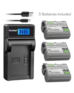 Kastar 3 Pack Battery and LCD USB Charger Compatible with Nikon EN-EL15 Nikon EN-EL15a Battery, Nikon MH-25 Nikon MH-25A Charger, Nikon 1 V1 Nikon D500 Nikon D600 Nikon D610 Nikon D750 Nikon D800