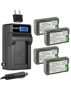 Kastar 4-Pack CGA-D08 Battery and LCD AC Charger Compatible with Panasonic CGA-D08, CGA-D08A/1B, CGA-D08R, CGA-D08S, CGA-D08SE/1B, Panasonic VDR-M10, VDR-M20, AJ-PCS060G(Portable Hard Disk)