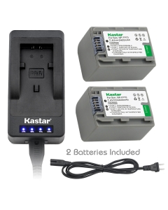 Kastar LED Super Fast Charger & Battery x2 for NP-FP70 NP-FP90 DCR-DVD403 DCR-DVD404 DCR-DVD405 DCR-DVD505 DCR-DVD602 DCR-DVD605 DCR-DVD653 DCR-DVD703 DCR-DVD705 DCR-DVD755 DCR-DVD803 DCR-DVD92