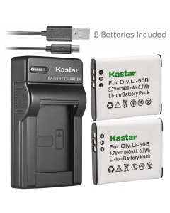 Kastar Battery (X2) & Slim USB Charger for Panasonic VW-VBX090, Olympus Li-50B Work with Panasonic HX-WA03, HX-WA2, HX-WA20, HX-WA3, HX-WA301 Digital Cameras