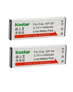 Kastar 2-Pack Battery Replacement for Casio NP-50 CNP-50 CNP50 NP-50DBA Battery, Casio Exilim Hi-Zoom EX-V7, Exilim Hi-Zoom EX-V7SR, Exilim Hi-Zoom EX-V8, Exilim Hi-Zoom EX-V8SR Cameras
