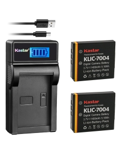 Kastar Battery (X2) & LCD Slim USB Charger for Kodak KLIC-7004 K7004 NP-50 D-Li68 and EasyShare M2008 V1273 V1233 V1253 Zi8 Zi12 PlayFull Dual PlaySport PlayTouch Q7 Q10 Q-S1 Ricoh WG-M2 Camera