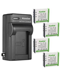 Kastar 4-Pack FNP-50 Battery and AC Wall Charger Replacement for Fujifilm FinePix XP170, FinePix XP200, FinePix XF1, FinePix F1000EXR, FinePix F50FD, FinePix F60FD, FinePix F70EXR, FinePix F75EXR