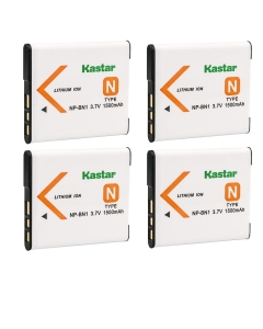 Kastar 4-Pack 3.7V 1500mAh Rechargeable Lithium-ion Battery Replacement for Sony Cyber-Shot DSC-WX70, Cyber-Shot DSC-WX80, Cyber-Shot DSC-WX100 Camera, NP-BN1, Type N Battery, BC-CSN, BC-CSNB Charger