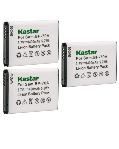 Kastar Battery 3-Pack for Samsung BP-70A ST73, ST75, ST76, ST77, ST78, ST79, ST80, ST88, ST89, ST90, ST91, ST93, ST94, ST95, ST96, ST6500, TL105, TL110, TL125, TL205, WB30F, WB31F, WB32F, WB35F