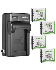 Kastar 4-Pack Battery and AC Wall Charger Replacement for Fuji NP-50, NP50, NP-50A, NP50A, Kodak KLIC-7004 K7004, Philip SJB1142, SJB1142/17, SJB1142/37, Nomad 24032X, 4126 Digital Camera