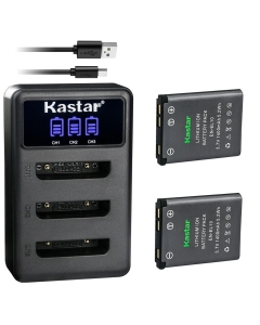 Kastar 2 Pack Battery and LCD Triple USB Charger Compatible with Nikon EN-EL10, MH-63, Coolpix S520 S520B, Coolpix S570, Coolpix S600, Coolpix S700, Coolpix S3000, Coolpix S4000, Coolpix S5100