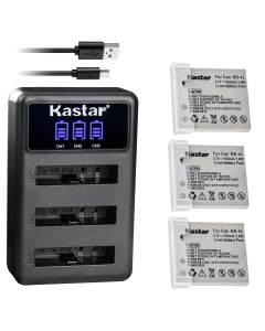 Kastar 3 Pack Battery and LCD Triple USB Charger Compatible with Canon PowerShot SD1100 is, SD1400 is, TX1, ELPH 100 HS, ELPH 300 HS, ELPH 310 HS, ELPH 330 HS, VIXIA Mini, IXY Digital 10 Camera