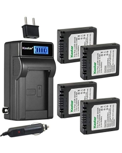 Kastar 4-Pack CGA-S002 Battery and LCD AC Charger Compatible with Panasonic CGR-S002, CGR-S002A, CGR-S002E, DMW-BM7, Leica D-LUX Battery, Panasonic DE-994, DE-994A, DE-A44 Charger