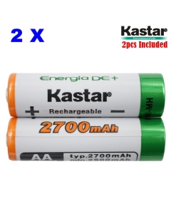 Kastar AA (2-Pack) Ni-MH 2700mAh Super High-Capacity Rechargeable Batteries Pre-Charged.