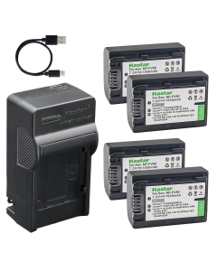 Kastar 4-Pack Battery and AC & USB-C Charger, Compatible with FV30 FV50 FV70 FV90 FV100 Camera, for Sony AX100 AX700 AX53 CX Series PJ Series TD Series XR Series VG Series NX Series