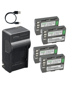 Kastar 4-Pack Battery and AC & USB-C Charger, Compatible with Nikon EN-EL3 EN-EL3a EN-EL3e and Nikon D50 D70 D70s D80 D90 D100 D200 D300 D300s D700 Cameras MH-18 MH-18a MH-19 Charger Models