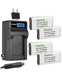 Kastar 4-Pack CR-V3 Battery and LCD AC Charger Compatible with Samsung Digimax 401, Digimax 420, Digimax 430, Digimax 530, Digimax D30, Digimax U-CA 3, Digimax V3, Digimax V4, Digimax V40 Camera