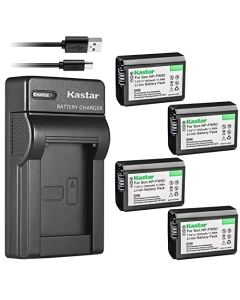 Kastar 4-Pack NP-FW50 Battery and Slim USB Charger Replacement for Sony ILCE-QX1 ILCE-QX1L NEX-3 NEX-3N NEX-5 NEX-5N NEX-5R NEX-5T NEX-6 NEX-7 NEX-C3 NEX-C5 NEX-F3 Camera