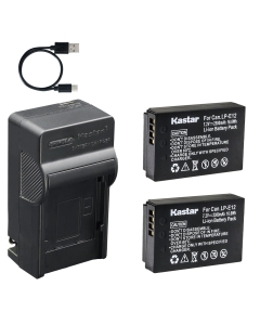 Kastar 2-Pack Battery and AC & USB-C Charger, Compatible with Canon LP-E12, LC-E12, LC-E12E, EOS M, M2, M10, M50, M50 Mark II, M100, M200, 100D, Rebel SL1, PowerShot SX70 HS Cameras