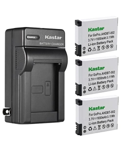 Kastar 3-Pack Battery and AC Wall Charger Replacement for Gopro HD Motorsports Hero, Gopro HD Surf Hero, Gopro HD Hero Naked, GoPro Hero HD 1080p Digital Camera, Gopro HD Hero 960 Sport Action Camera