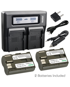 Kastar Fast Dual LCD Charger + 2X Battery for BP-511 BP-511A and PowerShot Pro 90 is PV130 ZR10 ZR20 ZR25 ZR25MC ZR30 ZR30MC ZR40 ZR45MC ZR50MC ZR60 ZR65MC ZR70MC ZR80 ZR85 ZR90 Cameras