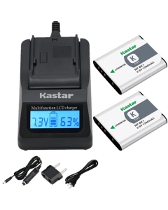 Kastar Ultra Fast Charger Kit and Battery (2-Pack) for Sony NP-BK1, BC-CSK, Bloggie MHS-CM5, MHS-PM5, Cyber-Shot DSC-S750, DSC-S780, DSC-S950, DSC-S980, DSC-W180, DSC-W190, DSC-W370, Webbie MHS-PM1