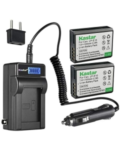 Kastar 2-Pack LP-E10 Battery and LCD AC Charger Compatible with Canon EOS 1100D, EOS 1200D, EOS 1300D, EOS 1500D, EOS 2000D, EOS 3000D, EOS Kiss X50, EOS Kiss X70, EOS Kiss X80, EOS Kiss X90 Cameras