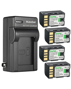 Kastar 4-Pack Battery and AC Wall Charger Replacement for JVC GZ-MG131 GZ-MG131EK GZ-MG131EX GZ-MG131US GZ-MG132 GZ-MG132EK GZ-MG132EX GZ-MG132US GZ-MG133 GZ-MG133EK GZ-MG133EX GZ-MG133US GZ-MG134