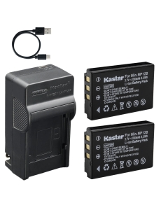 Kastar 2-Pack Battery and AC & USB-C Charger, Compatible with Minolta NP-120 MN35Z MN4K40NV MN80NV MN88NV MN90NV MN200NV MN220NV, Zoom BT-03 Q8, Fieldpiece SRL2 SRL8, EXFO AXS-110, Lawmate PV-1000
