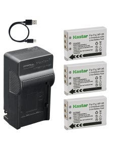 Kastar 3-Pack Battery and AC & USB-C Charger, Compatible with Fuji NP-95 FinePix F30 F31FD Real 3D W1 X30 X70 XF10 X100 X100S X100LE X100T X-S1 and Ricoh DB-90 GXR P10 S10 Mount A12 Models