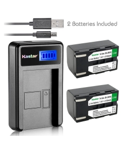 Kastar Battery (X2) & LCD Slim USB Charger for Samsung SB-LSM160 and SC-D351 VP-D351 VP-D351i VP-D352 VP-D352i VP-D353 VP-D353i VP-D354 VP-D354i VP-D647 VP-D651 VP-D653 VP-DC161 VP-DC161i DC163 DC163i