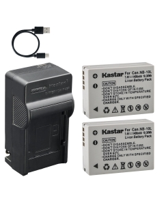 Kastar 2-Pack Battery and AC & USB-C Charger, Compatible with Canon NB-10L NB-10LH Batteries for PowerShot G1 X G3 X G15 G16 SX40 HS SX50 HS SX60 HS Cameras