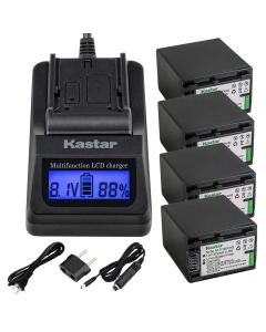 Kastar NP-FV100 Fast Charger and Battery, Compatible with DCR-SR15 DCR-SR21 DCR-SR58 DCR-SX63 DCR-SX65 DCR-SX83 DCR-SX85 NEX-VG900 HXR-MC50 HXR-NX30 HXR-NX70 HXR-NX80 PXW-Z90V PXW-X70 Camcorders