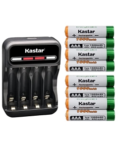 Kastar 8-Pack AAAJ 1.2V 1000mAh Ni-MH Battery and CMH4 Charger Compatible with Out Door Solar Light, Solar Spinner, Solar Power Unites, Garden Landscaping Solar Light, Garden Light, Path Light