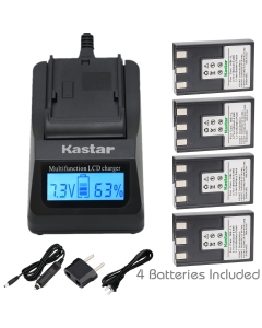 Kastar Fast Charger and Battery 4-Pack for Canon NB-1L NB-1LH CB-2LSE and Canon IXY Digital 200 200a 300 300a 320 400 430 450 500 S200 S230 S330 PowerShot S200 S230 S300 S330 S400 S410 S500 Cameras