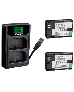 Kastar 2-Pack Battery and Charger Compatible with Canon LP-E6 LP-E6N LP-E6NH EOS 5D 6D 7D 60D 70D 80D 90D, EOS R Ra R5 R6 R7 XC10 XC15, Blackmagic Design Pocket Cinema BMPCC 4K 6K, Z CAM E2C Camera