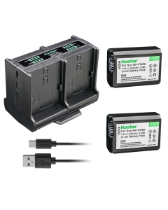 Kastar 2-Pack Battery and Quadruple Charger Compatible with Sony NP-FW50, W Series Battery, NEX/EVF Models Battery, Sony BC-VW1, BC-TRW Charger, Sony VG-C1EM, VG-C2EM Grip