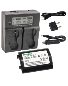 Kastar LCD Dual Smart Fast Charger & Battery (1 Pack) for Nik EN-EL4, EN-EL4A, ENEL4, ENEL4A and Nik D2Z, D2H, D2Hs, D2X, D2Xs, D3, D3S, D3X, F6 Camera, Nik MB-D10, D300, D300S, D700, MB-40 Grip