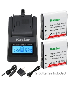 Kastar Ultra Fast Charger(2X faster) Kit and CNP-40 Battery (3-Pack) for Kodak LB-060 AZ521 AZ361 AZ501 AZ522 AZ362 AZ526, HP D3500 SKL-60 V5060H V5061U Came and SUN06 YCO6 Full HD Portable Camcorders