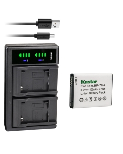 Kastar 1-Pack BP-70A Battery and LTD2 USB Charger Replacement for Samsung ST71, ST72, ST73, ST75, ST76, ST77, ST78, ST79, ST80, ST88, ST89, ST90, ST91, ST93, ST94, ST95, ST96, ST6500, TL105 Camera