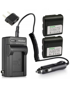 Kastar 2-Pack Battery and AC Charger with Car Adapter Compatible with Sharp VL-E770H, VL-E77U, VL-E780, VL-E780H, VL-E780S, VL-E780U, VL-E785U, VL-E850, VL-E980, VL-E980U, VL-H410, VL-H410U, VL-H420