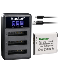 Kastar 1 Pack Battery and LCD Triple USB Charger Compatible with Pentax Optio RZ18, Megazoom X70, Optio WG-1, WG-1 GPS, Optio WG-2, WG-2 GPS, Optio WG-3, Optio WG-3 GPS, Optio WG-4, Optio WG-5 GPS