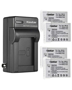 Kastar 4-Pack Battery and AC Wall Charger Replacement for Canon NB-5L NB5L, NB-5LH NB5LH, 1135B001 Battery, Canon CB-2LX CB-2LXE Charger, Canon Digital IXUS 850 is, Digital IXUS 860 is Cameras