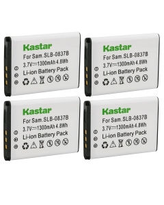 Kastar SLB-0837B Battery 4-Pack Replacement for Samsung SLB-0837B SLB-0837(B) Battery, Samsung Digimax NV8, Digimax NV10, Digimax NV15, Digimax NV20 Camera