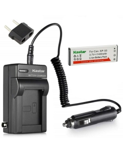 Kastar 1-Pack Battery and AC Charger with Car Adapter Compatible with Casio NP-50 CNP-50 NP-50DBA Battery, Exilim Hi-Zoom EX-V7, Exilim Hi-Zoom EX-V7SR, Exilim Hi-Zoom EX-V8, Exilim Hi-Zoom EX-V8SR