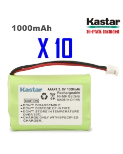 Kastar 10-Pack AAAX3 3.6V PH 1000mAh Ni-MH Battery for Motorola Series Monitor and Graco 2795DIG1, 2791, 2796VIB1, TMK NI-MH, iMonitor Vibe